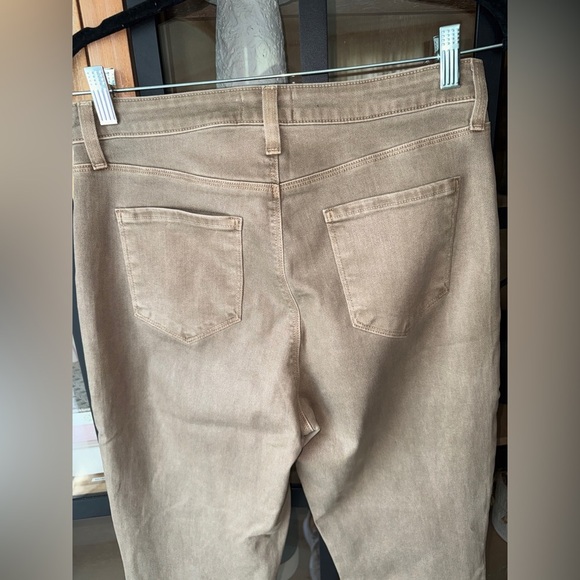 L’AGENCE kendra high rise cropped flare rye coated jeans pants khaki stretchy - Picture 13 of 16